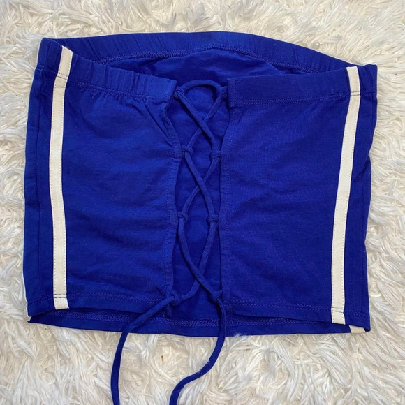 2x Active USA Knit Crop Tank Top Tube Crop Top Criss Cross Back Strappy blue red - Picture 14 of 14